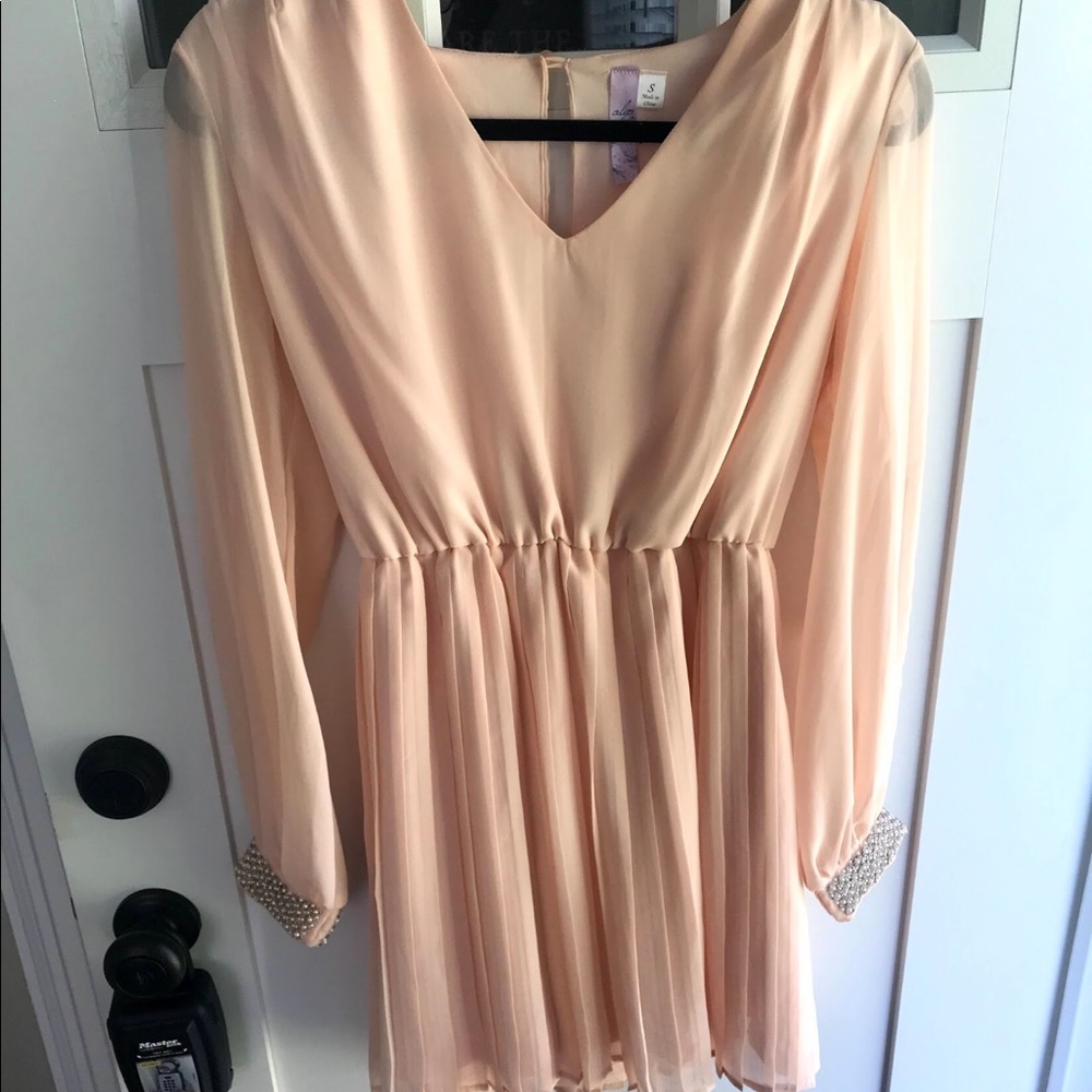 Pink Dress with Pearl Accents